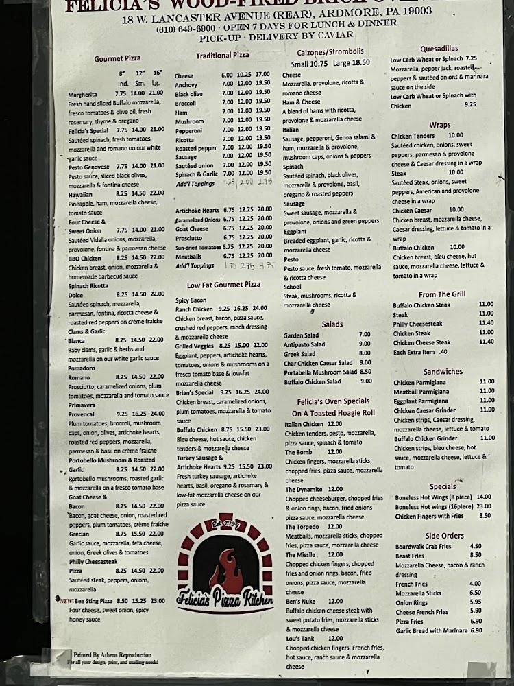 Felicia's Pizza Kitchen Menu image 2
