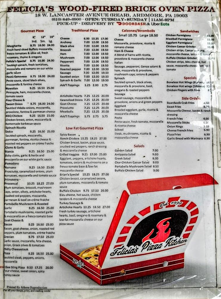Felicia's Pizza Kitchen Menu image 3